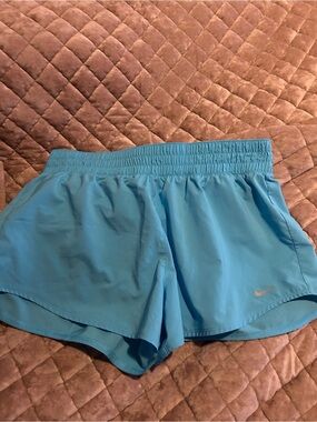 Nike Blue Women's Athletic Running Shorts with Reflective Swoosh
